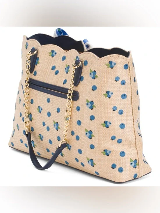 NWT Betsey Johnson Blueberry Tote Bag w/ Blueberry Print Scarf - Picture 4 of 4